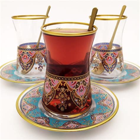18 Pcs Pasabahce Evla Turkish Tea Set With Spoons Arabic Tea Set
