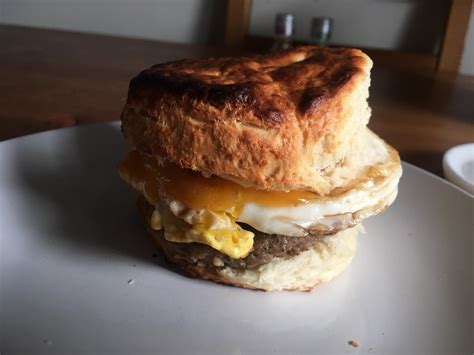 From Scratch Buttermilk Biscuit Sausage Egg And Cheese Cause Mornings