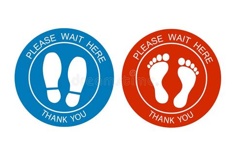 Please Wait Here Thank You Keep Your Distance Social Distancing Blue