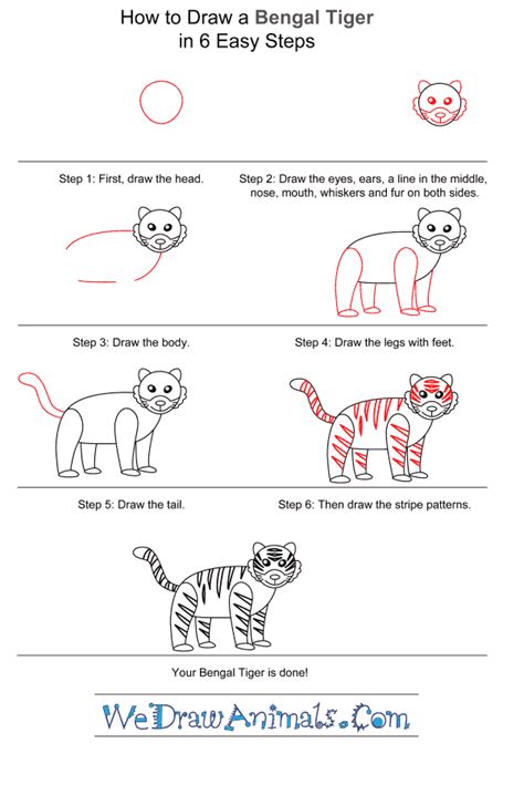 How To Draw A Simple Bengal Tiger For Kids