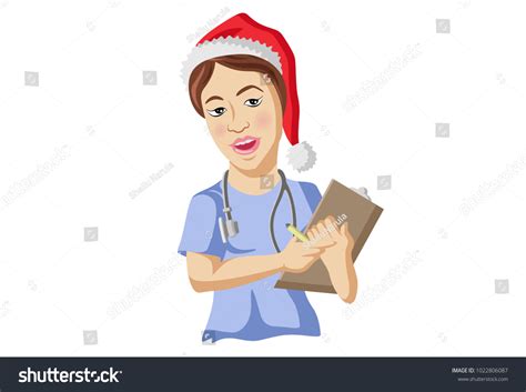 Cute Santa Claus Nurse Vector Illustration Stock Vector Royalty Free