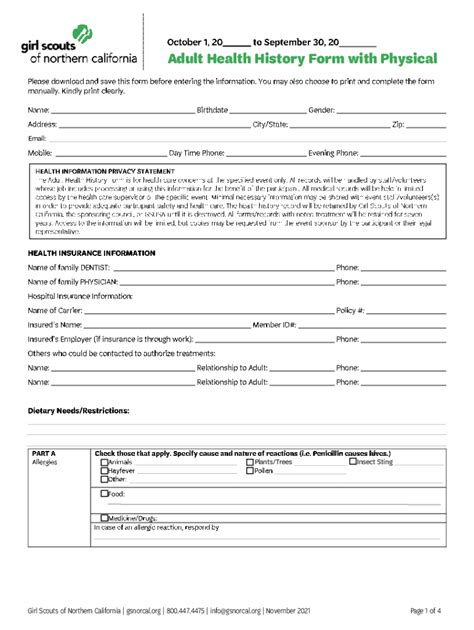 Fillable Online Adult Health History Form With Physical Fax Email Print