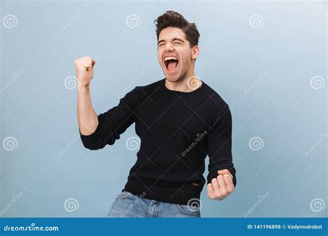 Portrait Of A Cheerful Handsome Young Man Stock Photo Image Of Casual