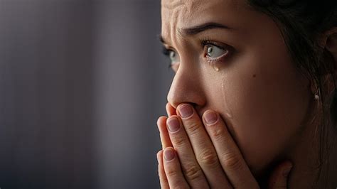 Premium Photo Sad Unhappy Grieving Crying Woman With Tears Eyes