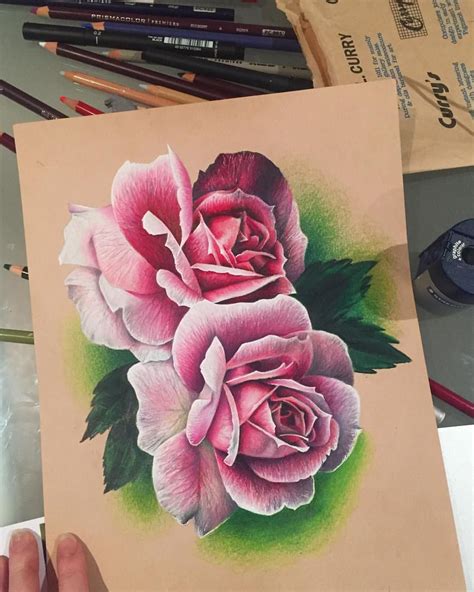 Weddinga Z Roses Drawing Prismacolor Art Realistic Flower Drawing