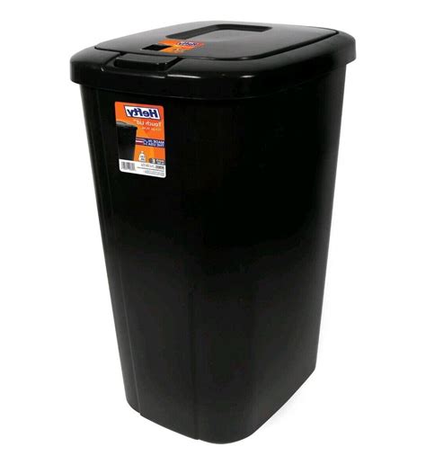 Hefty Touch Lid 13 Gallon Trash Can Black Kitchen Garbage