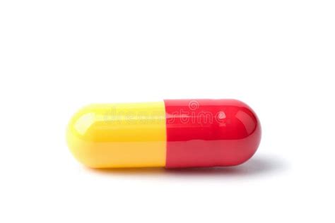 Macro Of Red And Yellow Capsule Pill Isolated Stock Photos Image 7109253