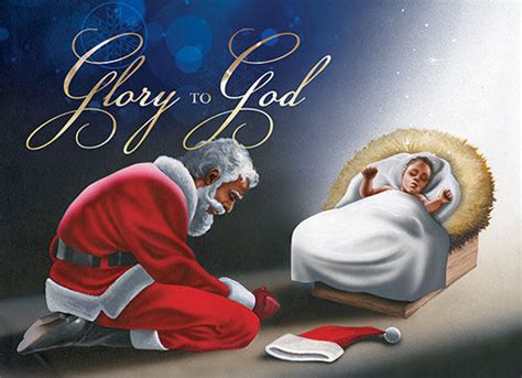 Glory To God Manger African American Christmas Card Box Set Of 15