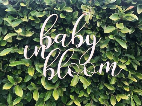 Custom Wooden Words Cursive Natural Wood Sign Baby In Bloom Etsy