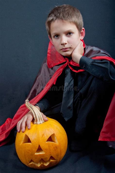 Boy Dressed Like Vampire For Halloween Party Stock Image Image Of
