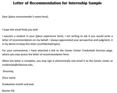 Sample Recommendation Letter For Internship Writing Tips
