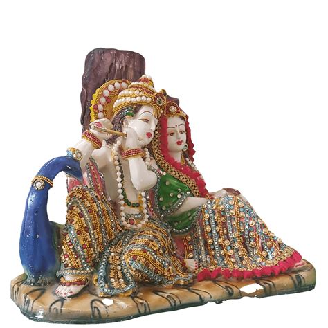 Colourful Radha Krishna Bansariwala Murti Statue Figurine Sculpture Height 30 Cm Decorify