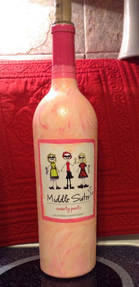 Painted Middle Sister Wine Bottle By The Middle Sister Judy Middle
