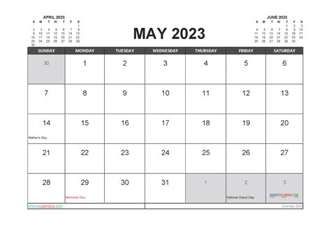 Printable May 2023 Calendar Free 12 Templates