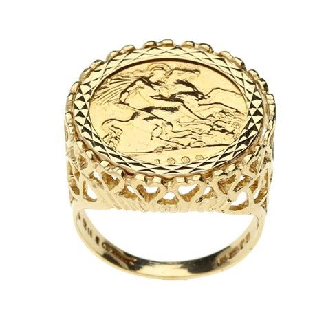 22ct Half Sovereign Yellow Gold Coin Ring Miltons Diamonds