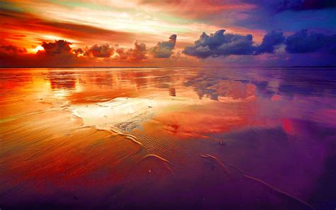 Beautiful Rainbow Colored Landscapes Prism Painted Beach