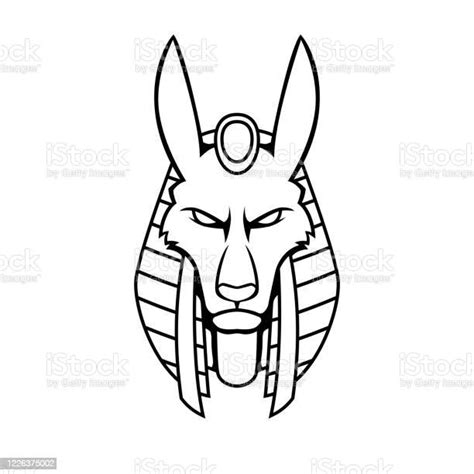 Anubis Egyptian God Mythology Head Outline Tattoo Handrawn Vector