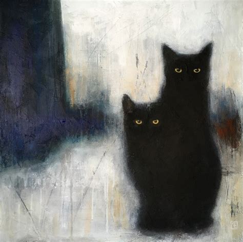 Original Abstract Cat Painting Black Catsacrylic Painting