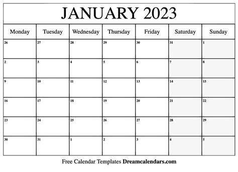 Download Printable January 2027 Calendars Aria Art