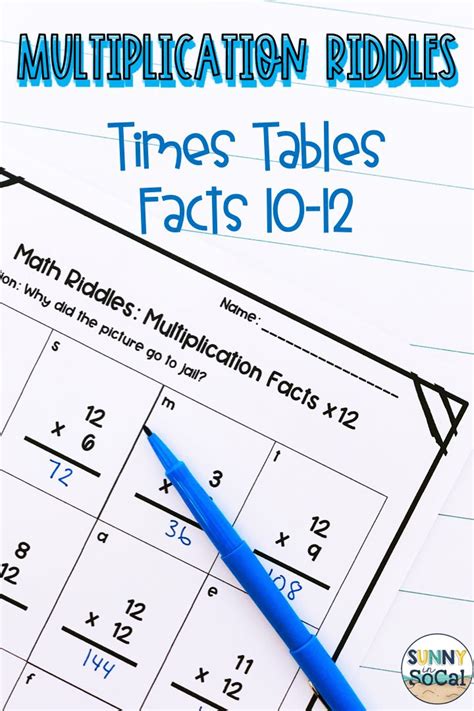 Multiplication Facts 10 11 12 Math Riddles Math Riddles
