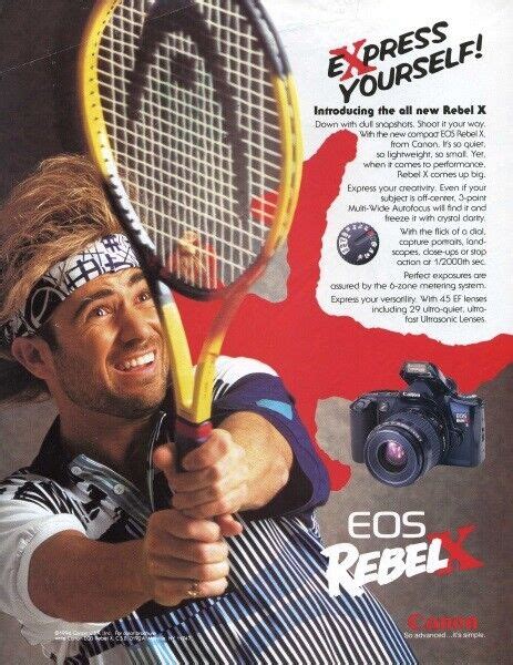 Andre Agassi Tennis Pro Canon Camera Ads 1991 1994 Original Color Print