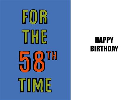 Happy 58th Birthday Funny 58th Birthday Card 58 Years Old Etsy