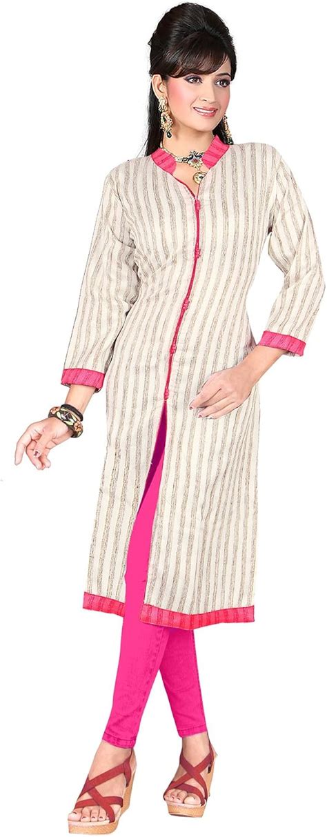 Silk White Indian Designer Tunic Top Bollywood Women Long 34 Sleeve Kurti Kurta Amazonca