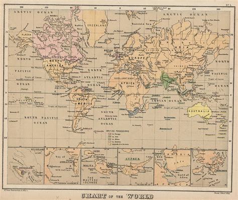 Globes And Maps Home Décor 1880 Vintage Map Of Known World