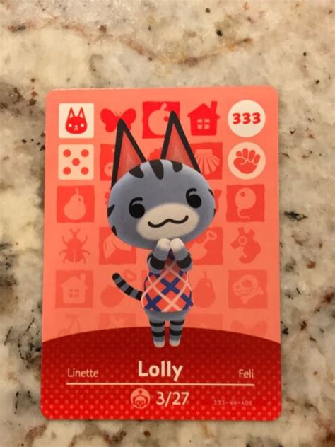 She first appeared in doubutsu no mori e+ and has appeared in all subsequent games except animal crossing: LOLLY #333 Animal Crossing Amiibo Authentic Nintendo Mint Card From Series 4 | eBay