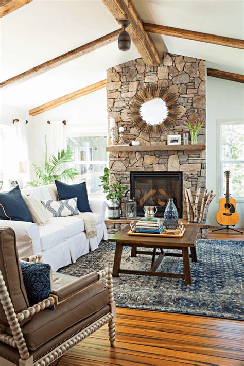Rustic Cottage Style With An Edge Rustic Stone Fireplace Home Decor