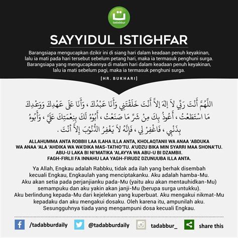Doa Sayyidul Istighfar Arab