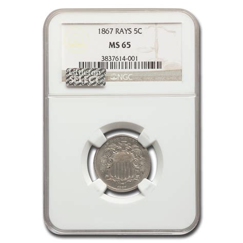 Buy 1867 Shield Nickel Ms 65 Ngc Rays Apmex