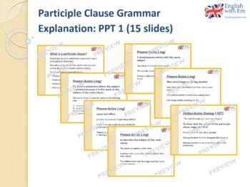 Participle Clause Grammar Explanation PowerPoint Presentation TpT