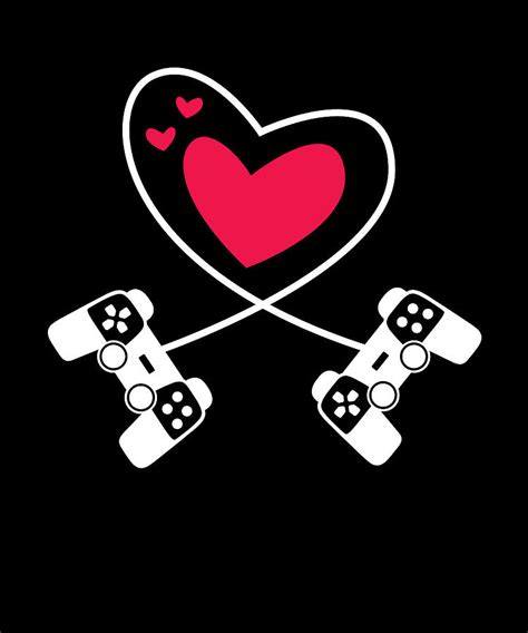 Gaming Heart Valentines Day Love Gamer Digital Art By Moon Tees Fine