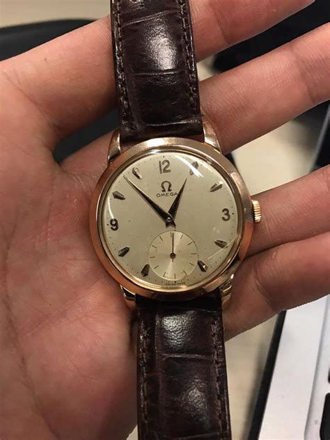 Fs Vintage Omega Tresor Solid 18k Rose Gold Jumbo 36mm C 1954