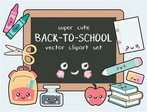 Premium Vector Clipart Kawaii Back To School Clipart Kawaii Clip