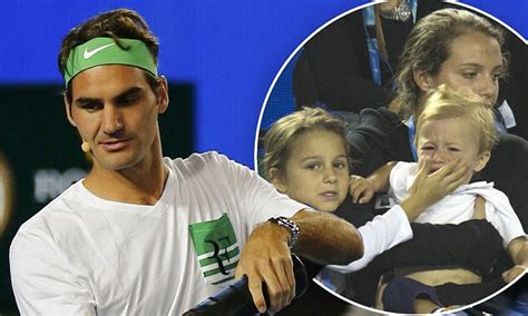 His two sets of twin kids with wife. Roger and Mirka Federer's son cries during Australian Open ...