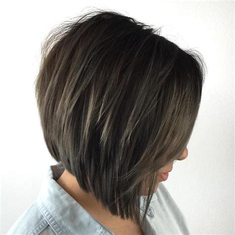 Inverted Brunette Bob Hairstyles With Feathered Highlights View 10 Of
