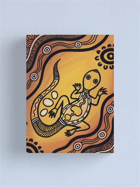 Authentic Aboriginal Art Lizard Canvas Print By Hogartharts Redbubble