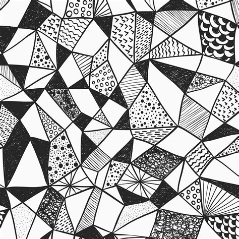 Geometric Shapes Mural Black And White 1200x1200 Download Hd