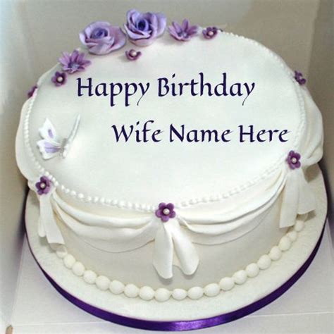 It's a new way to wish birthday online. Write Name On Violet Roses Birthday Cake For Wife | wishes ...