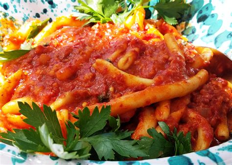 Fileja (a typical Calabrese pasta) with Italian Spicy Sausage Ragu - Chef Franco Lania