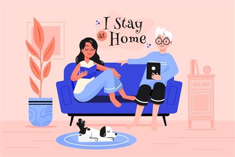 Stay At Home Illustration Concept Free Vector
