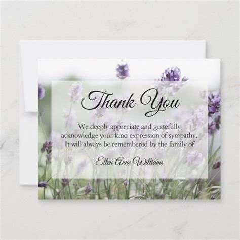 Where you can tap to pay. Funeral Thank You Note Grief Lavender Bereavement - tap, personalize, buy right now! #funeral ...