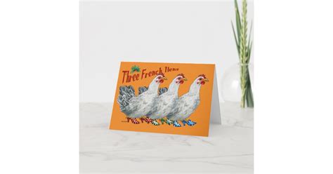 Three French Hens Christmas Card Zazzle