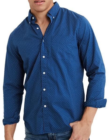 new american eagle mens long sleeve button down shirt blue mist xxl 3090 6