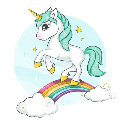Cute Magical Unicorn Little Pony Stock Vector Illustration Of