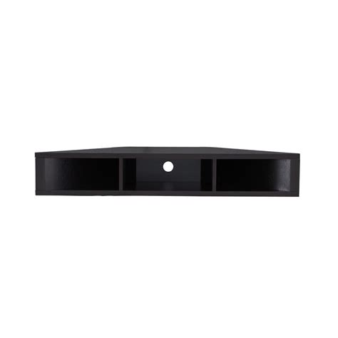 A Black Shelf With Three Compartments On The Bottom And One In The