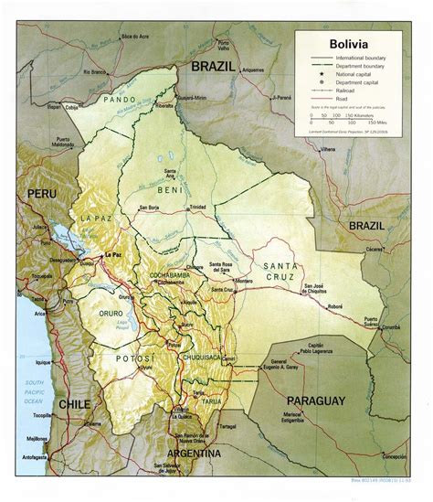 Mapa Físico De Bolivia Tamaño Completo Ex