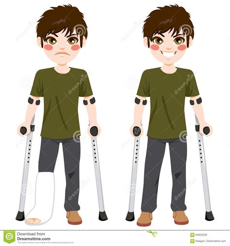 Teenager Boy Crutches Stock Vector Illustration Of Limping 84622239